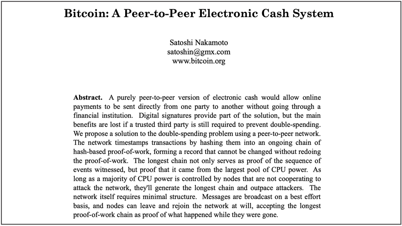 Satoshi Nakamoto's Seminal Bitcoin White Paper Turns 14 Today